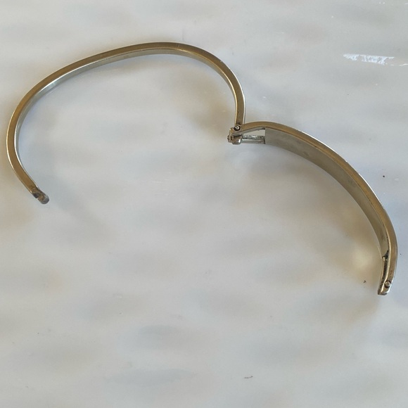 Vintage Silver and Turquoise and Abalone Women's bangle Bracelet - Picture 6 of 9